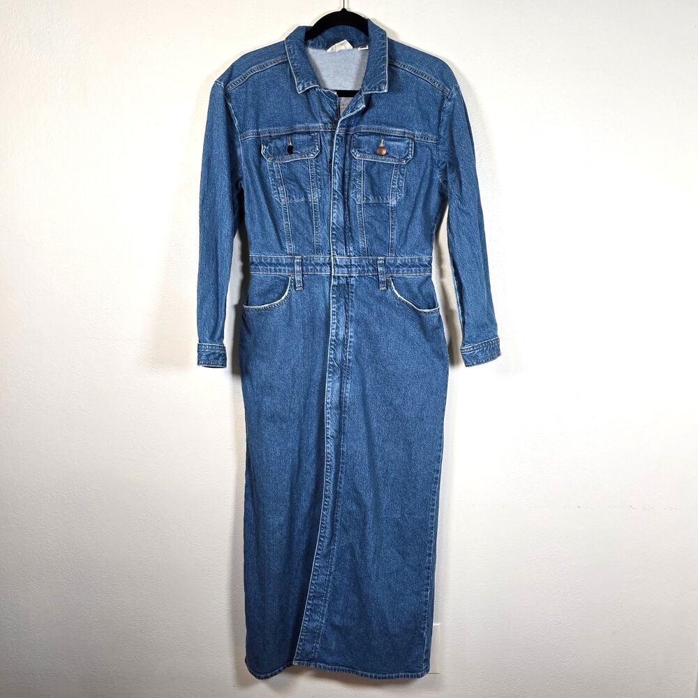 Universal Thread Denim Maxi Dress Women's 6R Medium Wash Boho Beachy Festival